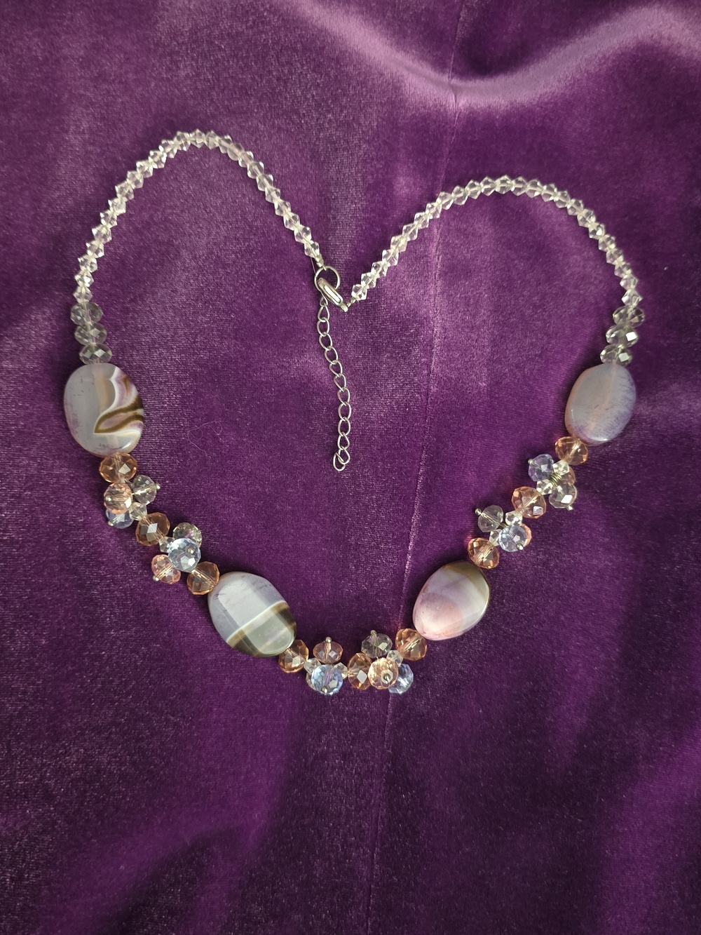 Multicolor Beaded Glass Statement Necklace - Elegant Pink & Gold Accents